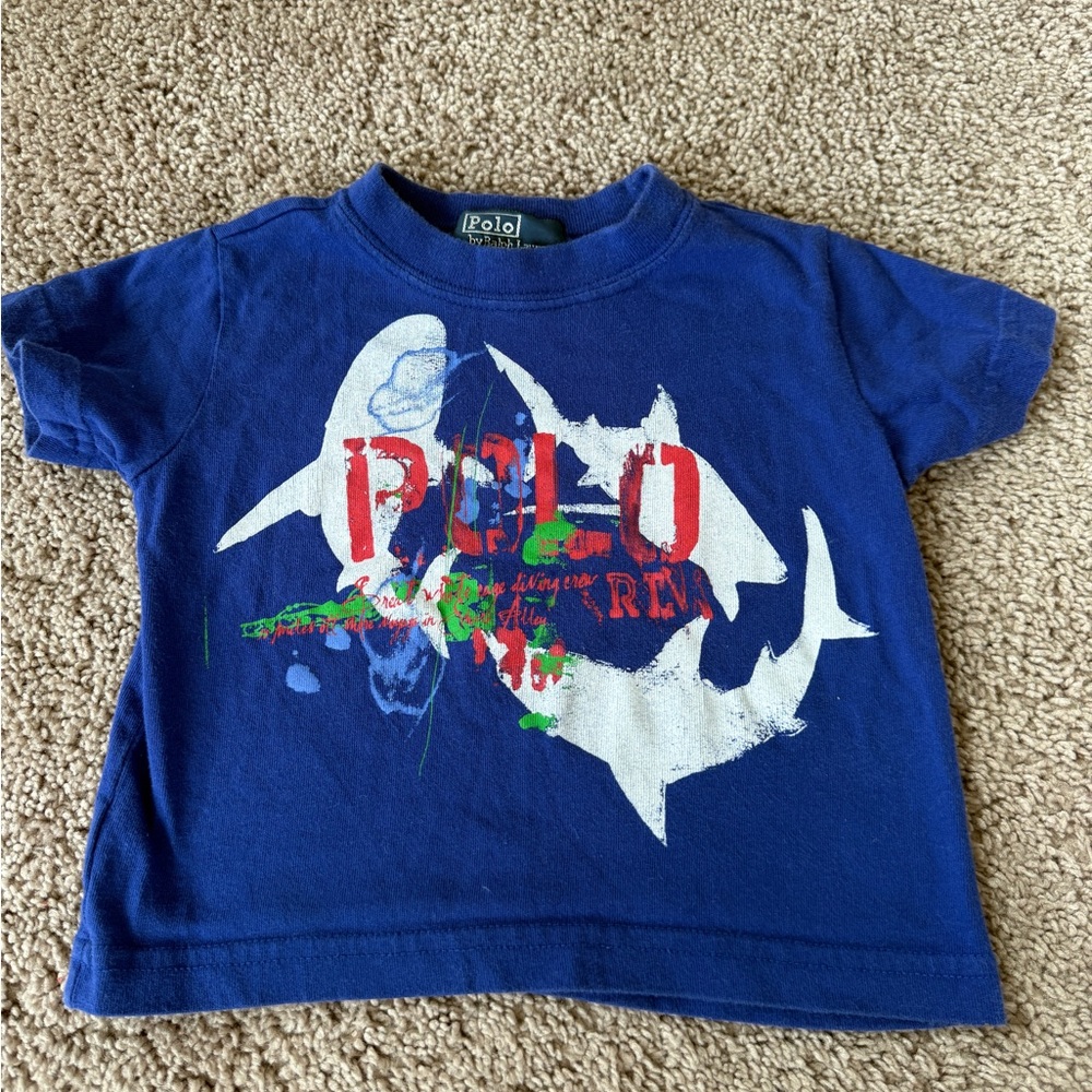 Vintage Polo Ralph Lauren Kids Blue Shark Polo T-Shirt